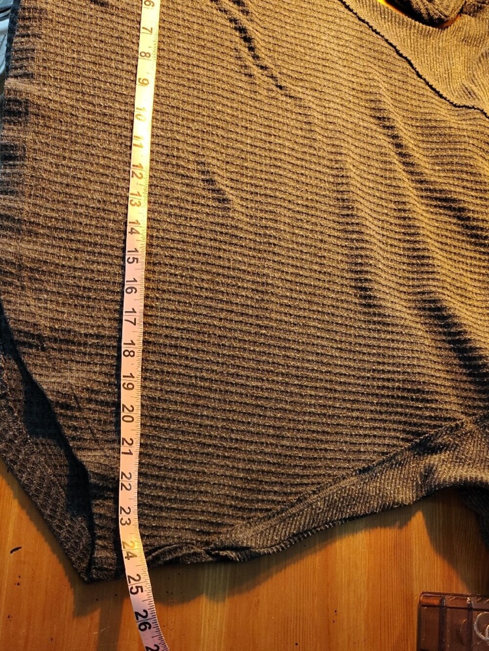 🍡 Charcoal Heather Ribbed And Waffle Long-Sleeve Top Medium - Picture 9 of 10
